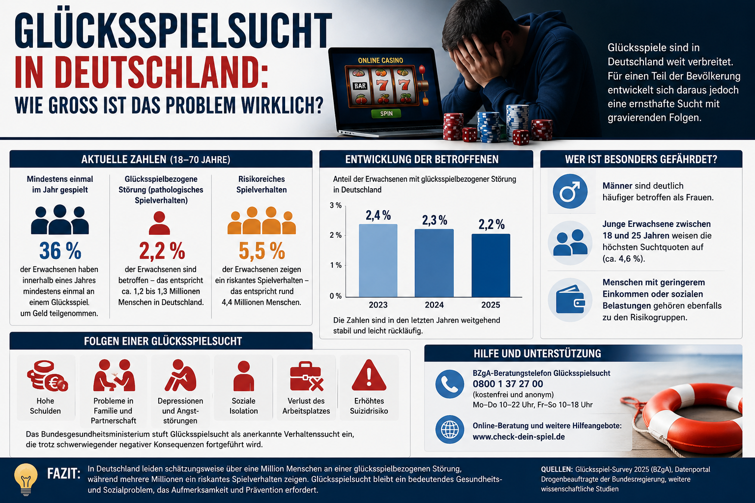 Glücksspielsucht in Deutschland: Wie groß ist das Problem wirklich?